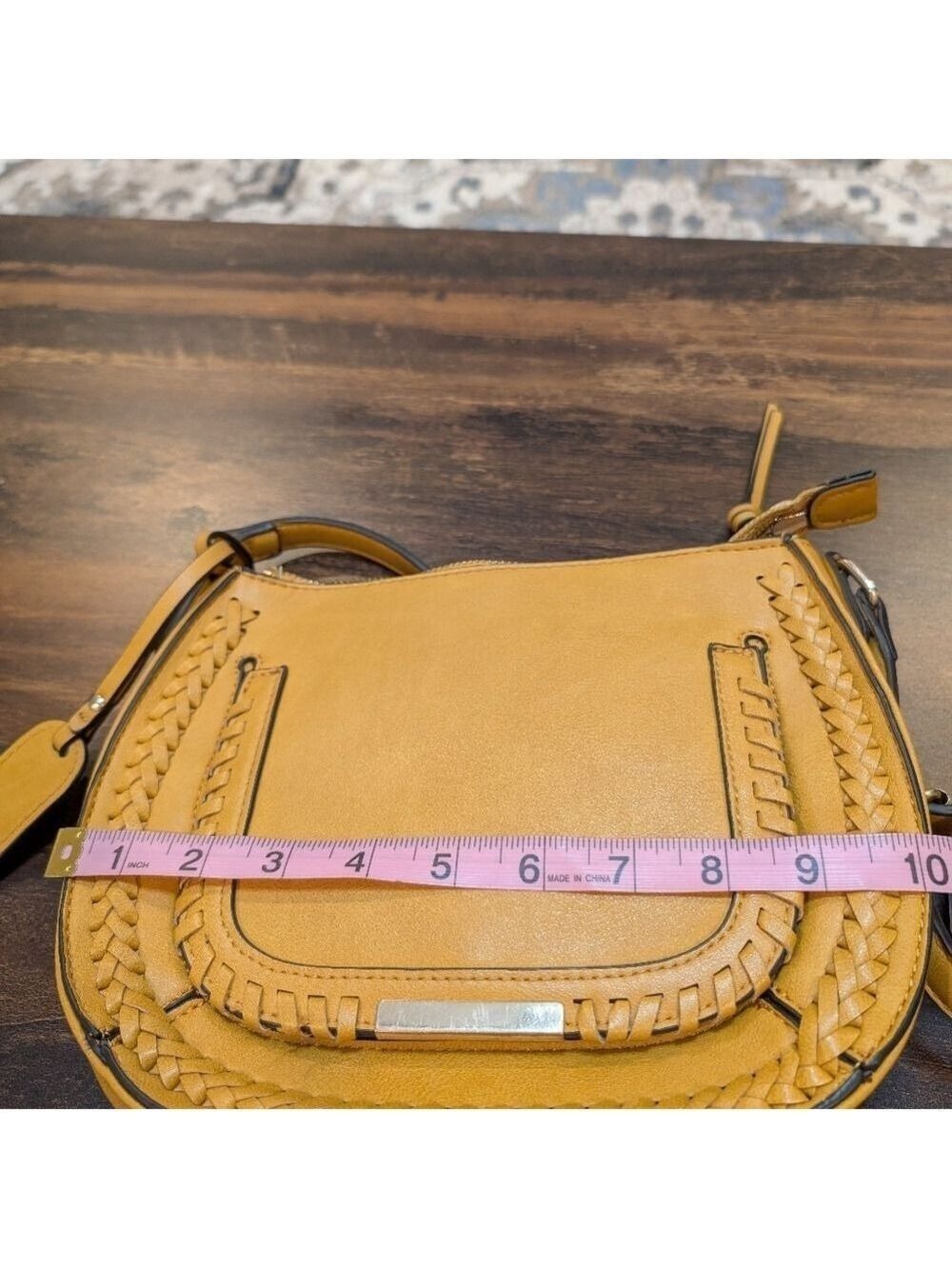 Sole Society Yellowish Tan Crossbody Bag with Braided Detail and Saddle Design. - Picture 4 of 8